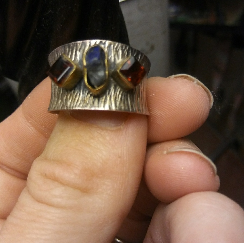 Genuine Ruby & Natural Lapis Lazuli Silver Ring